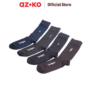 [EZO.0802738] AZKO Alph Set 4 Pasang Kaos Kaki Pria Formal Badge Men Socks Kaus Kaki Panjang Cowok Penghangat Kaki