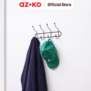 [EZO.0802751] AZKO Stora 33X16X8 cm Gantungan Dinding 4 Kait - Hitam Pengait Multifungsi Tembok Clothes Hook Tempat Gantung Pakaian Barang Serbaguna