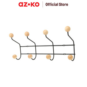 [EZO.0802752] AZKO Stora 34X16X8 cm Gantungan Dinding 4 Kait - Hitam Pengait Multifungsi Tembok Clothes Hook Tempat Gantung Pakaian Barang Serbaguna