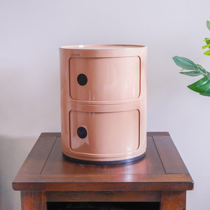 [EZO.0802769] AZKO Stora Laci Penyimpanan Dengan Pintu Geser Round Multipurpose Drawer Tempat Organizer Laci Penyimpanan Alat Tulis Wadah Simpan Serbaguna - Pink, 2 Tingkat