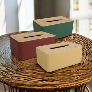 [EZO.0802777] AZKO Stora 21X13X9.8 cm Kotak Tisu Dengan Tutup Bambu Tissue Box Holder Kotak Tisu Aesthetic Wadah Penyimpanan Tisyu Perlengkapan Rumah Tangga - Hijau
