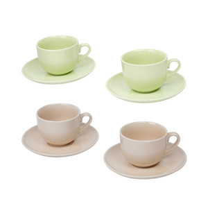 [EZO.0802833] AZKO Delicia Set Farbe Cangkir & Saucer Cup Kopi Dengan Piring Kecil Wadah Minuman Food Grade Drinkware Peralatan Minum - Hijau