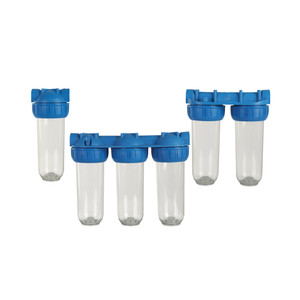 [EZO.0802837] AZKO Fosa Triple Housing Filter Air - Biru/Clear Water Filter Filter Air Kran Wastafel Kamar Mandi Penyaring Air Peralatan Rumah Tangga - Triple Filter