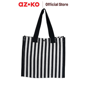 [EZO.0802851] AZKO Passport Maggie Tote Bag Stripe - Hitam Tas Bahu Stylish Totebag Serbaguna Multifunctional Bag Tas Travel Praktis