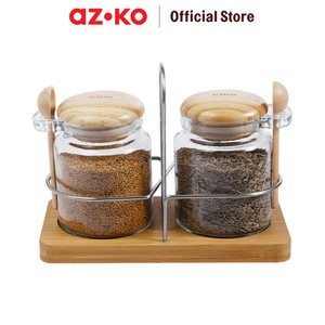 [EZO.0802889] AZKO Kris 150 ml Set 2 Pcs Masala Tempat Bumbu Dapur Kaca Set Spice Jar Rack Tempat Penyimpanan Bumbu Perlengkapan Dapur Seasoning Jar Set