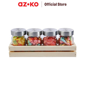 [EZO.0802890] AZKO Kris 250 ml Set 4 Pcs Chile Tempat Bumbu Dapur Kaca Set Spice Jar Rack Tempat Penyimpanan Bumbu Perlengkapan Dapur Seasoning Jar Set