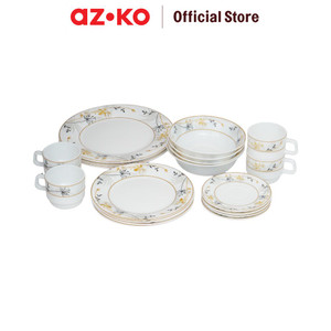 [EZO.0802891] AZKO Delicia Set 20 Pcs Gleaves Perlengkapan Makan Dinner Set Plate Aesthetic Eating Utensils Peralatan Makan Set Piring Gelas Mangkok