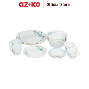 [EZO.0802893] AZKO Delicia Set 20 Pcs Spring Perlengkapan Makan Dinner Set Plate Aesthetic Eating Utensils Peralatan Makan Set Piring Gelas Mangkok