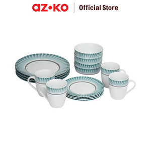 [EZO.0802895] AZKO Delicia Set 16 Pcs Radiant Perlengkapan Makan Premium Dinner Set Plate Aesthetic Eating Utensils Peralatan Makan Set Piring Gelas Mangkok