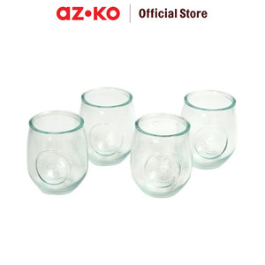 [EZO.0802897] AZKO Delicia 380 ml Set 4 Pcs Gravar Gelas Stemless Cup Gelas Beling Wadah Minuman Peralatan Minum Food Grade Drinkware