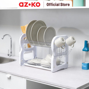 [EZO.0802909] AZKO Stora Prime Rak Piring 2 Tingkat - Putih Dish Rack Tempat Peralatan Makan Perlengkapan Dapur Rak Pengering Alat Makan