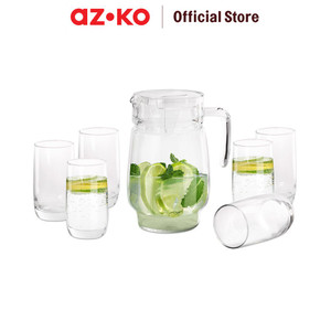 [EZO.0802913] AZKO Delicia Set 7 Pcs Rensa Teko Minum & Gelas Set Water Jug With Glass Pitcher Dengan Tutup Dan Handle Wadah Penyimpanan Air Peralatan Minum