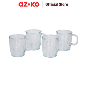 [EZO.0802914] AZKO Delicia 350 ml Set 4 Pcs Gravar Mug Kaca Gelas Kaca Dengan Handle Cup Wadah Minuman Perlengkapan Dapur Peralatan Minum