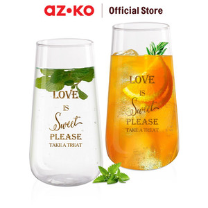[EZO.0802917] AZKO Delicia 500 ml Set 2 Pcs Goldie Gelas Hi-Stemless Borosilikat Cup Wadah Minuman Peralatan Minum Food Grade Drinkware
