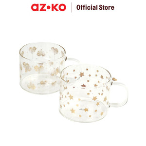 [EZO.0802919] AZKO Delicia 470 ml Set 2 Pcs Mug Kaca Borosil Mixie Gelas Kaca Dengan Handle Cup Wadah Minuman Perlengkapan Dapur Peralatan Minum