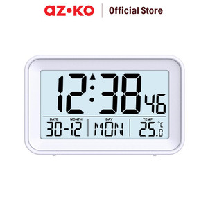 [EZO.0802929] AZKO Arthome Jam Meja Lcd Digital - Putih Desk Clock Jam Analog Aesthetic Dekorasi Meja Hiasan Rumah Tempat Komersial