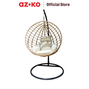 [EZO.0802945] AZKO Soleil Kursi Ayun Gantung Round - Krem Beige Hanging Swinging Chair Bangku Ayunan Outdoor Furniture Tempat Duduk Ayun