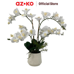 [EZO.0802952] AZKO Arthome 60 cm Bunga Artifisial Anggrek Dengan Pot - Putih Tumbuhan Buatan Bunga Hias Cantik Sintetis Tanaman Artificial Dekorasi Flower Pajangan Rumah Serbaguna Hiasan Properti Foto