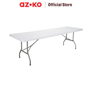 [EZO.0802956] AZKO Krisbow 244X76 cm Meja Taman Lipat Rectangle - Putih Granite Foldable Garden Desk Picnic Table Meja Halaman Serbaguna Furniture Indoor Outdoor