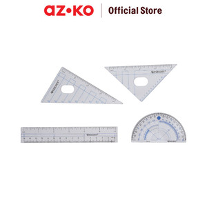 [EZO.0803013] AZKO Westcott Set 4 Pcs Penggaris Geometry Ruler Alat Pengukur Peralatan Tulis Sekolah Dan Kantor