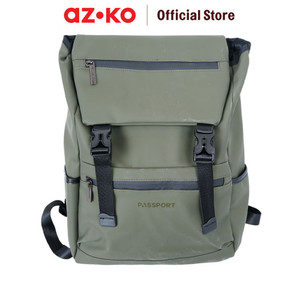 [EZO.0803022] AZKO Passport Houston Tas Ransel - Hijau Adult Backpack Tas Punggung Dewasa Ransel Gendong Serbaguna