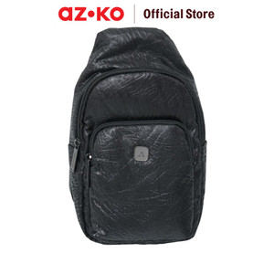 [EZO.0803069] AZKO Passport Centennial Tas Selempang Pria Medium - Hitam Sling Bag Stylish Tas Crossbody Cowok Man Mini Bag Fashion Pria