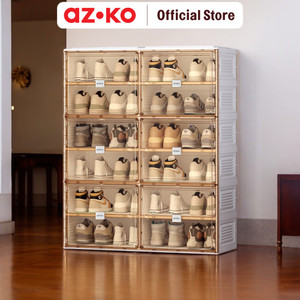 [EZO.0803368] AZKO Stora Lemari Sepatu Lipat 12 Tingkat - Putih Shoe Box Storage Container Sepatu Wadah Penyimpanan Alas Kaki