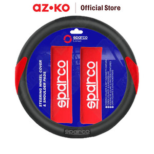 [EZO.0803403] AZKO Sparco Set 3 Pcs Sarung Stir Mobil & Bantalan Bahu - Merah