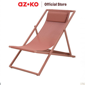 [EZO.0803405] AZKO Soleil Kursi Pantai 4 Posisi Dengan Bantal - Oranye Coral