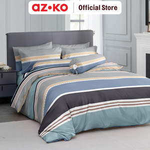 [EZO.0803419] AZKO Sleeplite 180X200cm Set 5 Pcs Seprai King Polyester Stripe Glacier