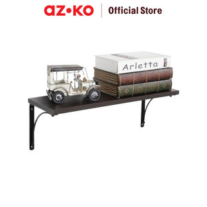 [EZO.0803434] AZKO Masterspace 120X30X1.8 cm Rak Dinding Kayu - Hitam/Cokelat Walnut