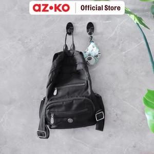[EZO.0803436] AZKO Stora Set 2 Pcs Gantungan Dinding Permanen Serbaguna Oval - Hitam