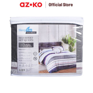 [EZO.0803452] AZKO Sleeplite 160X200 cm Set 5 Pcs Seprai Queen Polyester Stripe Skye