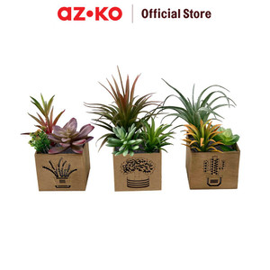 [EZO.0803459] AZKO Arthome Tanaman Artifisial Succulent Dengan Light SetB In Shaw Pot