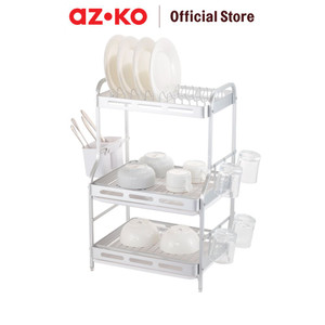 [EZO.0803554] AZKO Stora Noir Rak Piring 3 Tingkat Aluminium - Silver