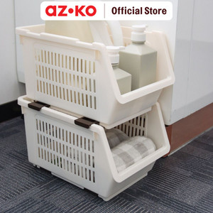 [EZO.0803566] AZKO Stora 35X23.5X20 cm Keranjang Penyimpanan Stackable - Krem Beige