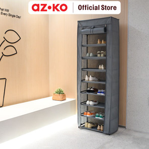 [EZO.0803604] AZKO Stora 60X30X175 cm Rak Sepatu Dengan Cover - Abu-Abu