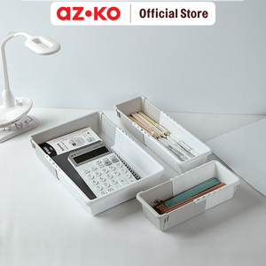 [EZO.0803606] AZKO Stora Set 3 Pcs Organizer Laci Adjustable - Putih/Abu-Abu