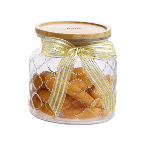 [EZO.0803622] AZKO Kris Stoples Kaca Ribbon Jar Tempat Simpan Snack Dan Permen Setoples Toples Beling Serbaguna Perlengkapan Dapur Wadah Makanan - 0.64