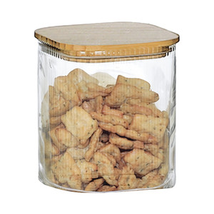 [EZO.0803625] AZKO Kris Bailey Stoples Kaca Borosilicate Square Food Canister Jar Tempat Simpan Snack Dan Permen Setoples Toples Beling Serbaguna Perlengkapan Dapur Wadah Makanan - 0.60