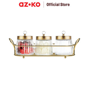 [EZO.0803658] AZKO Kris 480 ml Set 3 Pcs Stoples Kaca Dengan Rak Cyrstal