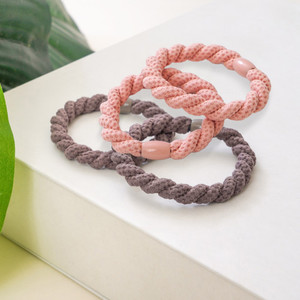[EZO.0803690] AZKO Ataru Set 2 Pcs Ikat Rambut Twisted - Pink Hair Tie Aksesoris Karet Rambut Cewek Iket Rambut Wanita Polos - Abu-abu