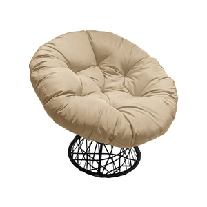 [EZO.0803698] AZKO Soleil Kursi Teras Swivel Papasan Balcony Chair Kursi Outdoor Serbaguna Furniture Rumah Tempat Duduk Kursi Halaman Balkon - Cokelat/Krem