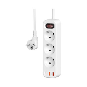 [EZO.0803699] AZKO Krisbow Sync Stop Kontak Dengan Type C & Usb Electric Socket Terminal Colokan Listrik Kotak Kontak Steker Peralatan Elektronik - 3 Soket