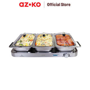 [EZO.0803760] AZKO Kris Penghangat Makanan 3 Pan Stainless Steel