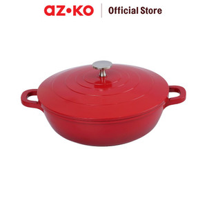 [EZO.0803766] AZKO Kris 24 Cm Carol Panci Hot Pot Dengan Tutup Aluminium - Merah