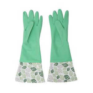 [EZO.0803790] AZKO Proclean Sarung Tangan Dapur Printed Cuff Rubber Cleaning Hand Gloves Cleaning Tools Pelindung Tangan Kebersihan Elastis Reusable Anti Slip Gloves - Hijau