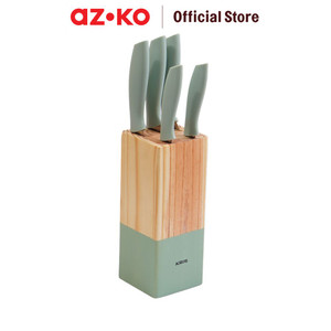 [EZO.0803811] AZKO Kris Set 6 Pcs Pisau Dapur Dengan Block Penyimpanan - Turquoise