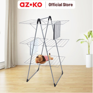 [EZO.0803814] AZKO Stora Jemuran Baju Lipat 3 Tingkat - Abu-Abu