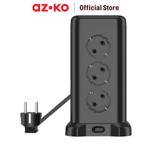 [EZO.0803839] AZKO Krisbow Stop Kontak Tower 12 Soket Dengan 4 Usb A
